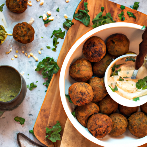 Falafel s tahini omáčkou.