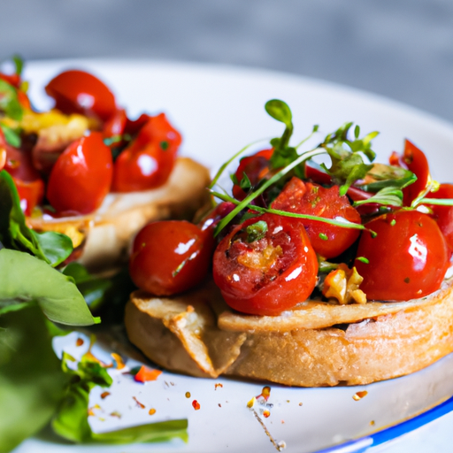 Italský bruschetta s cherry rajčaty