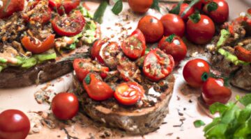 Italský bruschetta-rajčata, bazalka