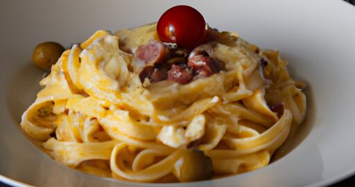 Domácí italská těstovina Carbonara.