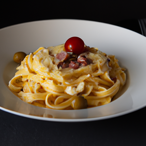 Domácí italská těstovina Carbonara.