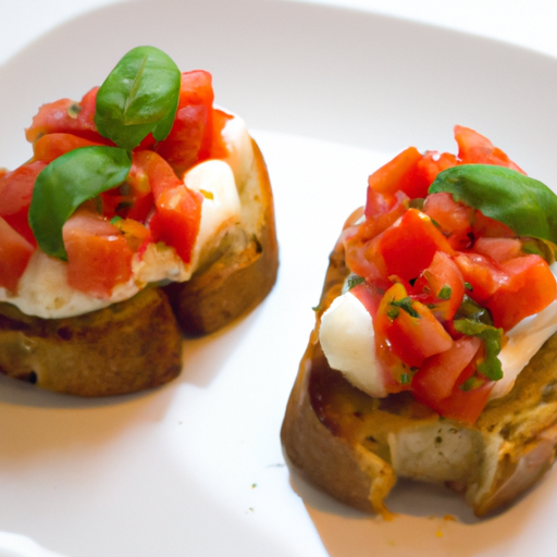 Italská bruschetta s mozzarellou.