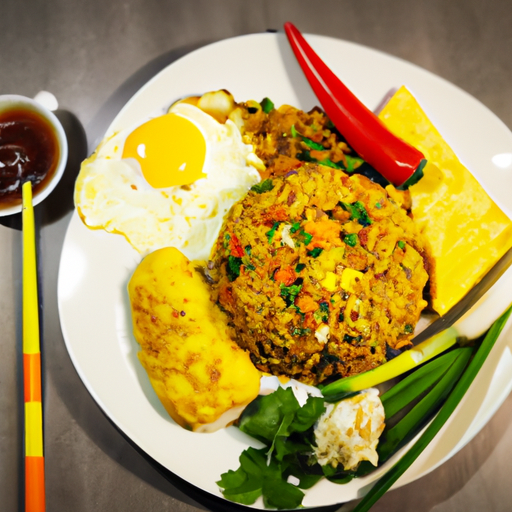 Jídlo z indonéské kuchyně: nasi goreng.