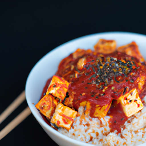 Korejská rýže s tofu a kimchi