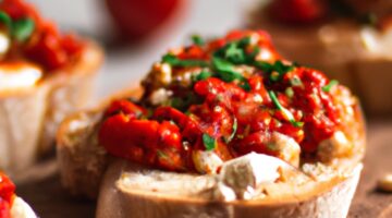 Italská bruschetta se šunkou.