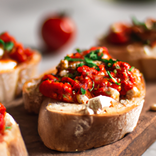 Italská bruschetta se šunkou.