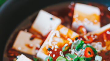 Korejský pikantní tofu s kimchi.