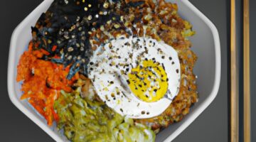 Bibimbap s hovězím masem a zeleninou