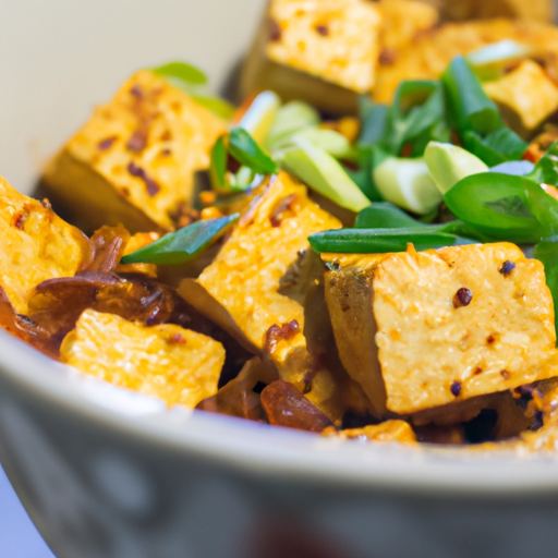 Křupavé veganské tofu s rýží.