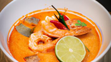 Tom Yum polévka s krevetami.