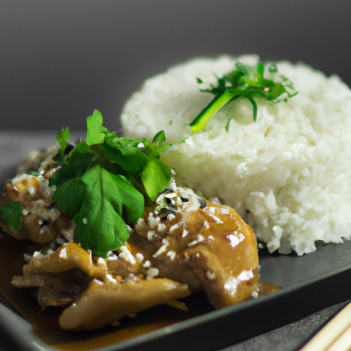 Kuřecí teriyaki s rýží.