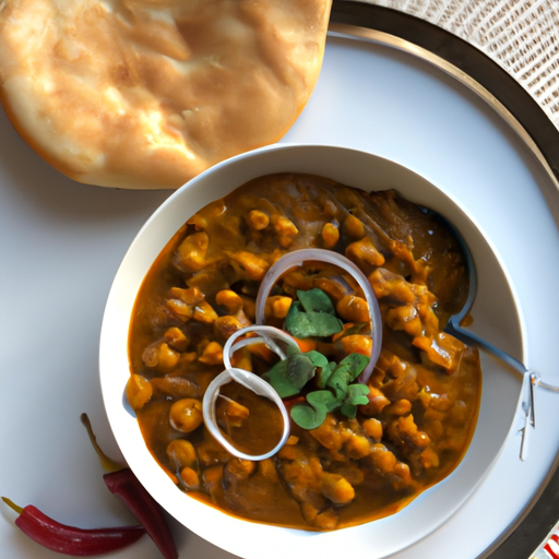 Kuřecí korma s chole bhature