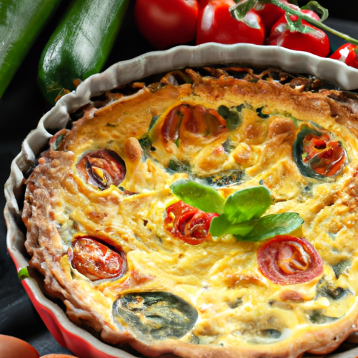 Zeleninový quiche s červenou cibulí