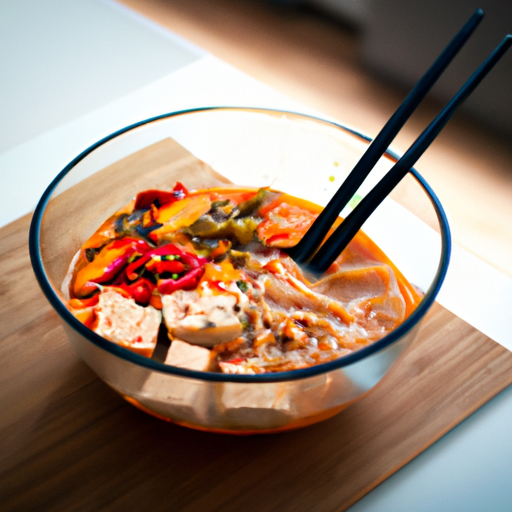 Tofu ramen s houbami a kukuřicí.