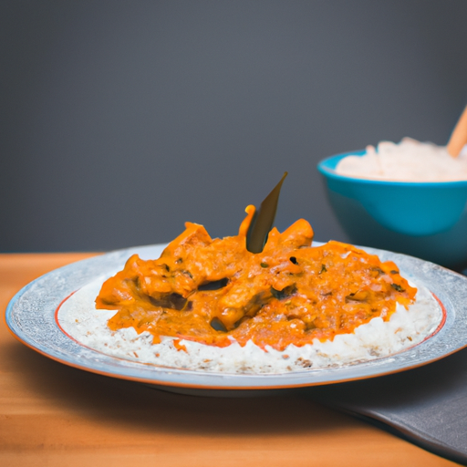 Kuře tikka masala s rýží.