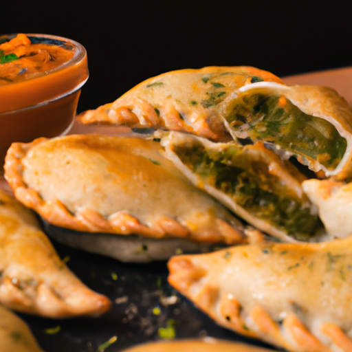 Kuřecí empanadas s chimichurri sauce.