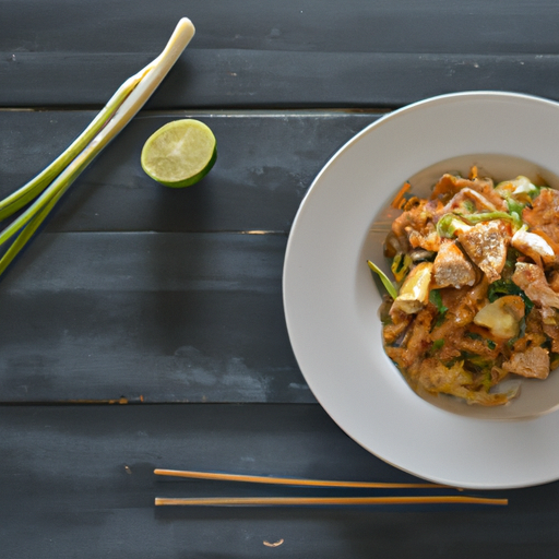 Pad Thai s kuřecím masem.