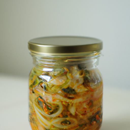 Korejský kimchi – pikantní fermentovaná zelenina.