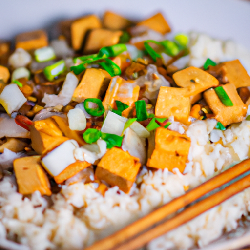 Křupavé tofu s rýží a zeleninou