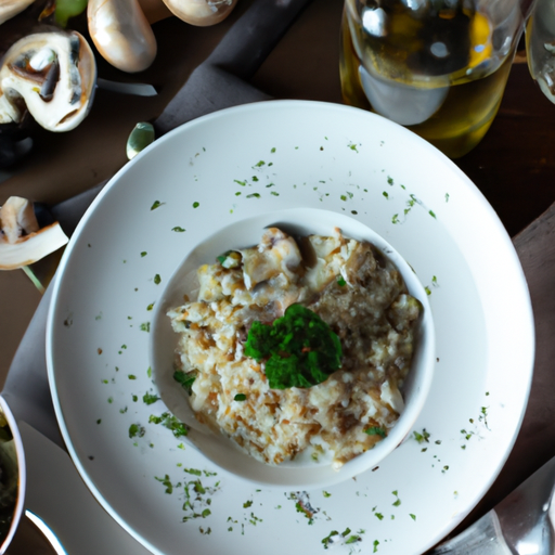 Risotto ai funghičeřený parmezánřímský kořením.