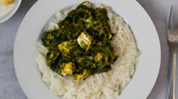 Palak Paneer s basmati rýží.