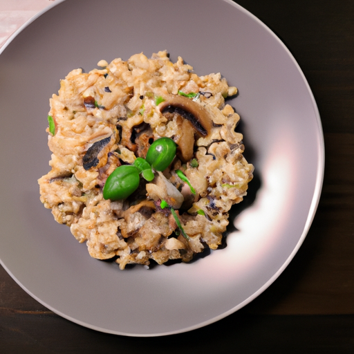 Risotto ai funghi cotto al vino.