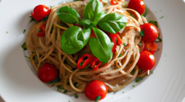 Linguine s pesto a cherry rajčaty