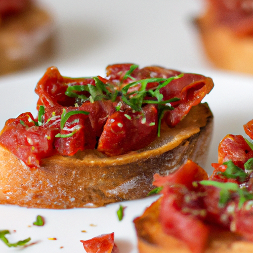 Rajčatová bruschetta s bazalkou.