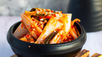 Kimchi – korejský pikantní kvašený zelí.