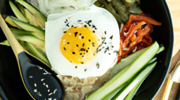 Bibimbap – tradiční míchání rýže a zeleniny.