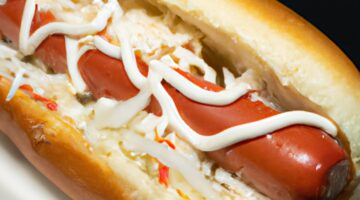 Kuřecí hot dog s coleslaw.