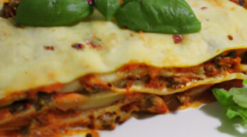 Veganské lasagne se špenátem a houbovým ragú