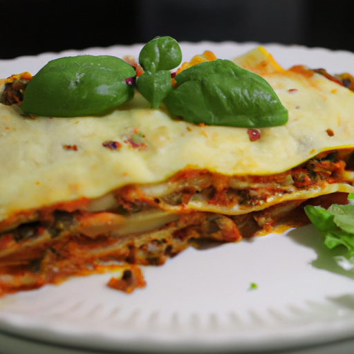 Veganské lasagne se špenátem a houbovým ragú