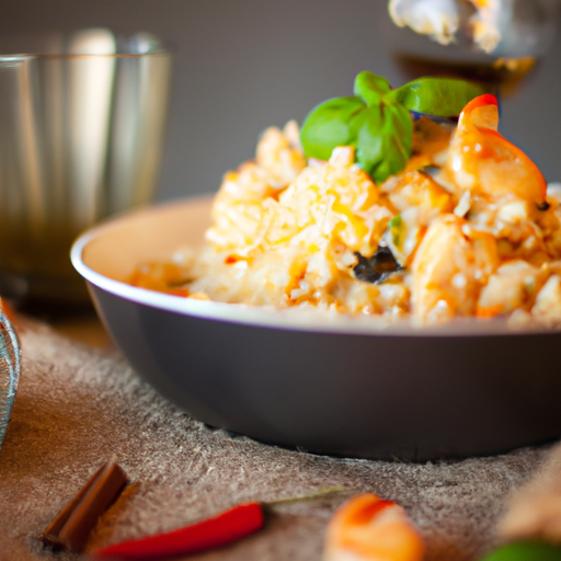 Risotto s houbami a kozím sýrem.