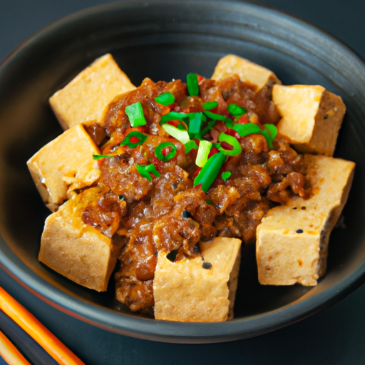 Kořeněný miso polévka s tofu.