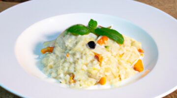 Risotto s houbami a cibulí.