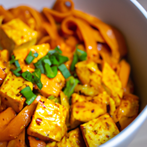 Veganské rýžové nudle s tofu