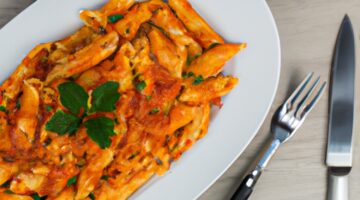 Penne arrabbiata s krevetami