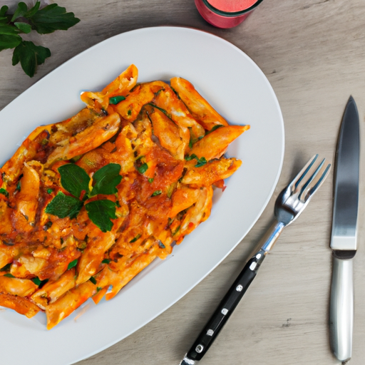 Penne arrabbiata s krevetami