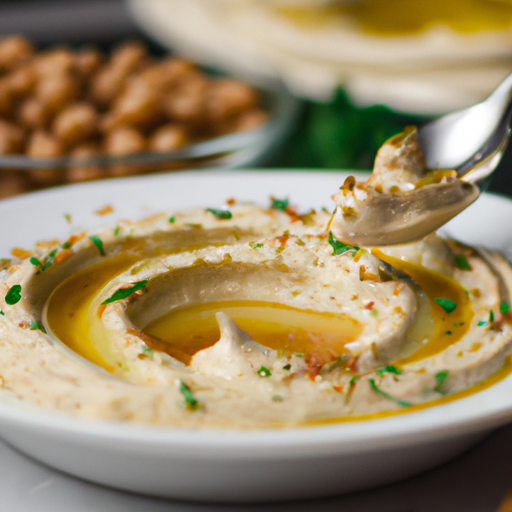 Hummus se zelenou baklažánovou omáčkou