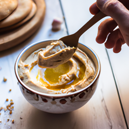 Hummus s pečenou cizrnou a tahini.