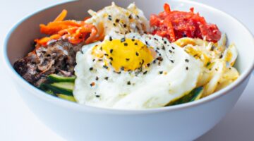 Bibimbap“ – tradiční korejské míchaná rýže.