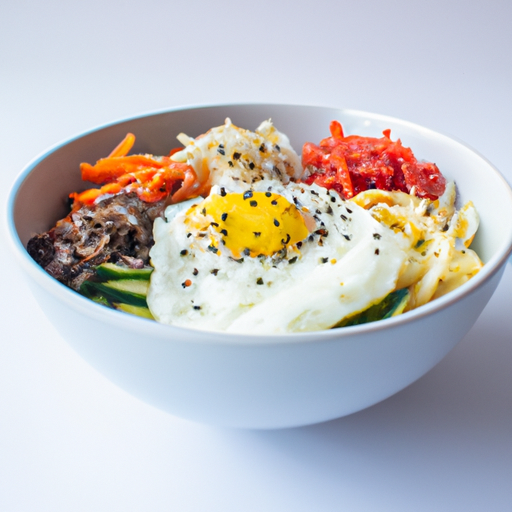 Bibimbap“ – tradiční korejské míchaná rýže.