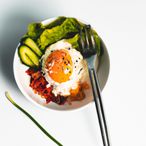 Bibimbap s kimchi a hovězím.