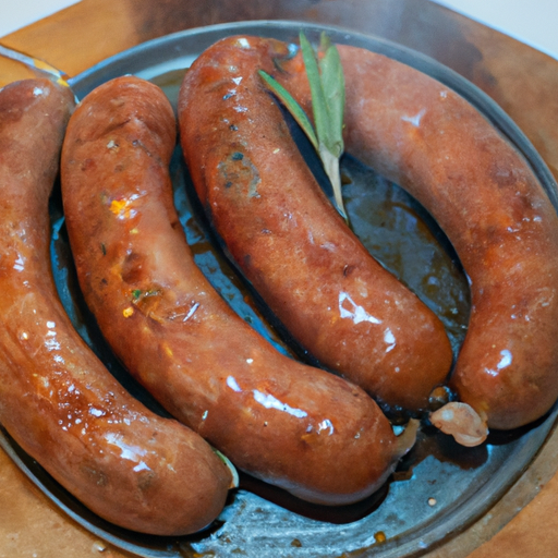 Kuřecí salsiccia na grilu.