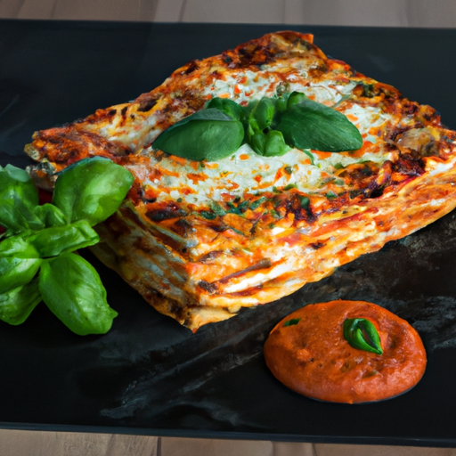 Lasagne s pestem a rajčaty.