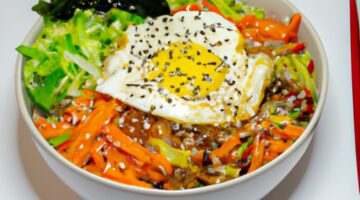 Bibimbap“ – korejská směs rýže a zeleniny.