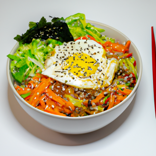 Bibimbap“ – korejská směs rýže a zeleniny.