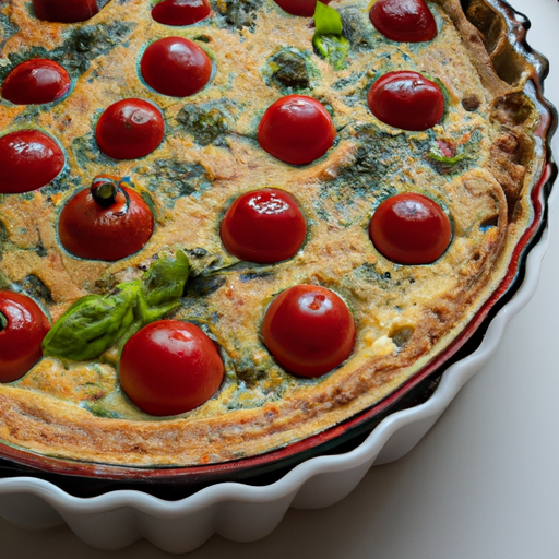 Brokolicový quiche s cherry rajčátky.