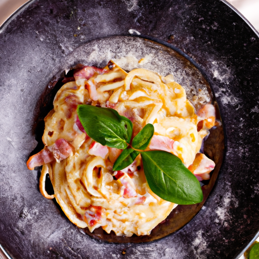 Pasta Carbonara Smažená Šunka Vaječná Smetana